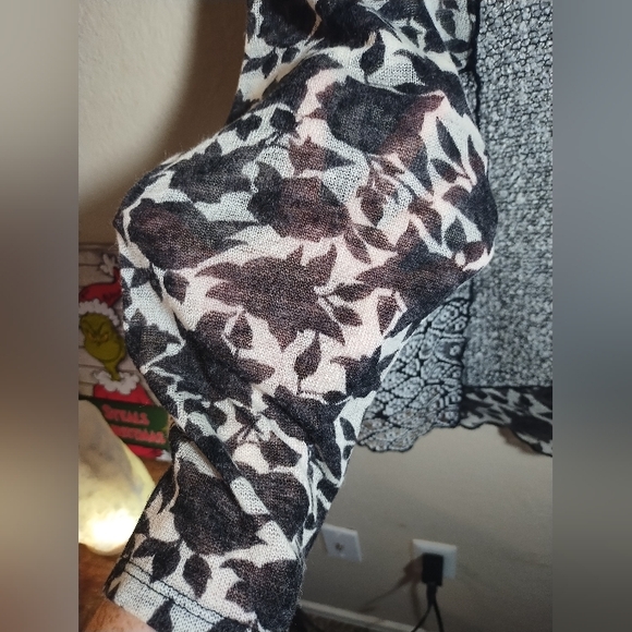 Ali Miles Top Wool Blend Patchwork Floral Mesh Boho Artsy - Picture 8 of 16